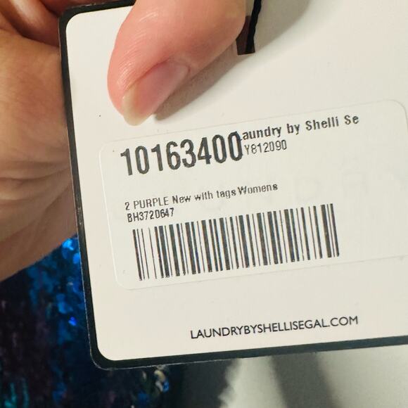 Laundry by Shelli Segal Purple Blue Sequin Sheath Mini Strap Dress Size 2 NWT - Picture 6 of 10